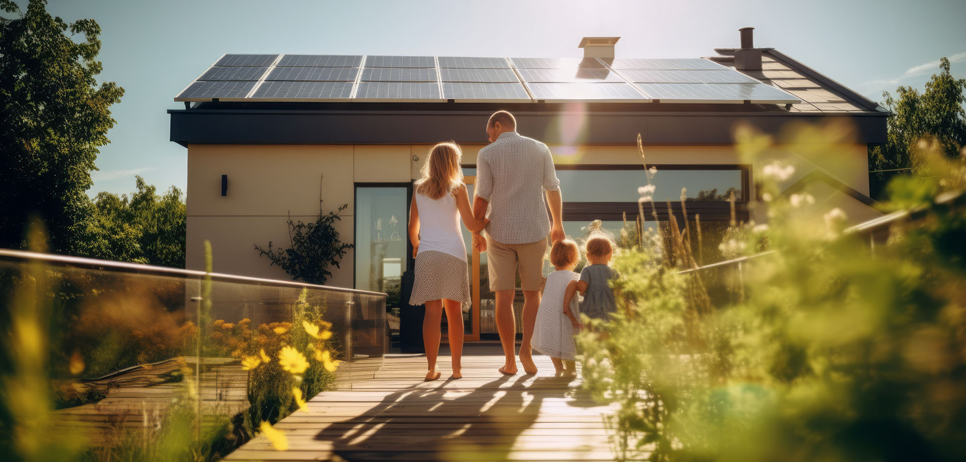 Installation de panneaux photovoltaïques sur le toit d'une maison moderne par un installateur spécialisé