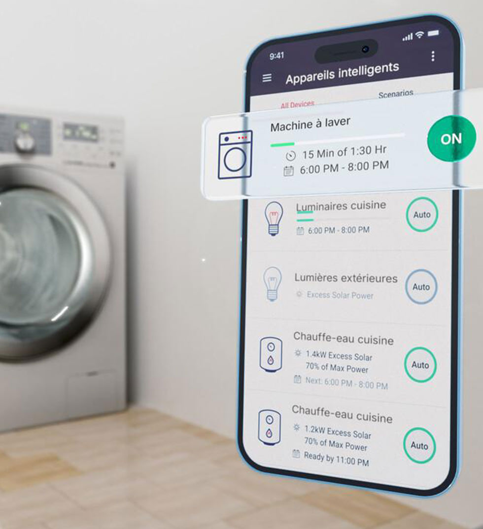 Application de gestion autonome de l'énergie solaire de l'utilisation au stockage en batterie